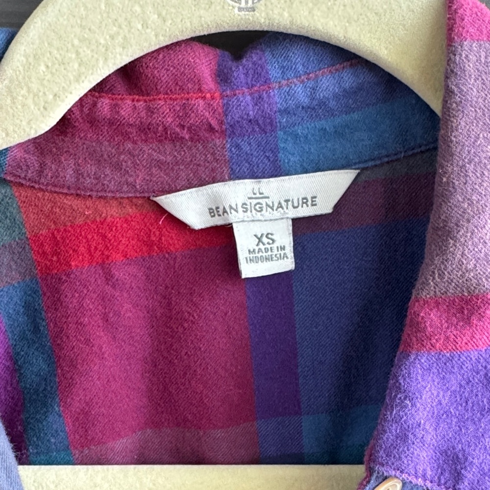 L.L. Bean Classic Signature Bright Plaid Button-Up Shirt, Size XS - Picture 2 of 6